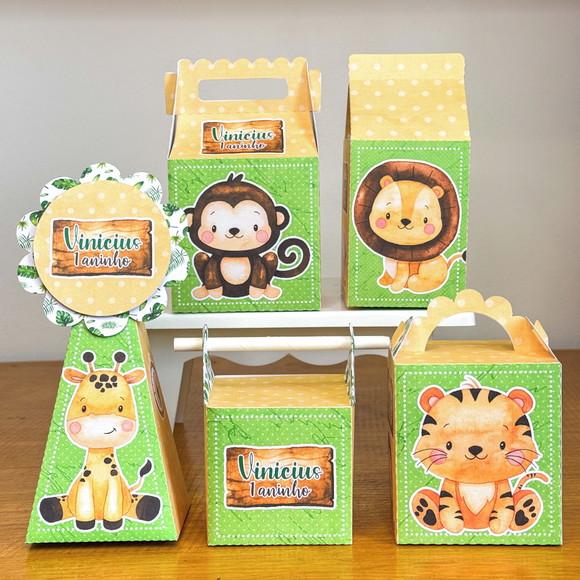 Kit 20 Caixas Tema Safari