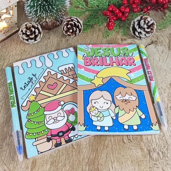 Bloquinho Personalizado Natal + Caneta 14x9 cm