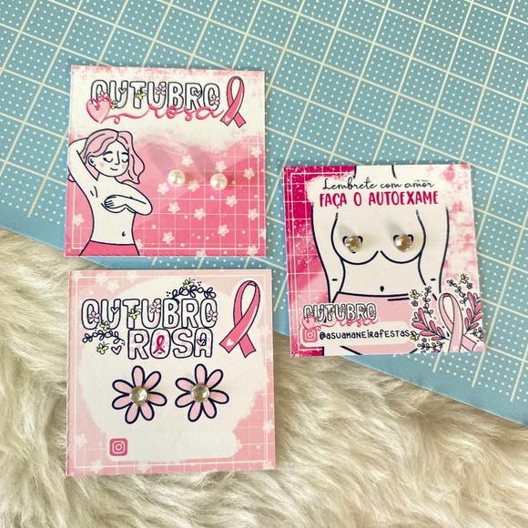 Brincos Personalizados De Pérolas Outubro Rosa