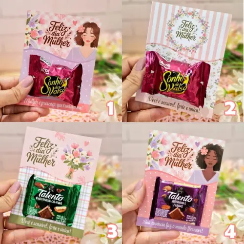 Cartão para Bombom Personalizado Dia da Mulher