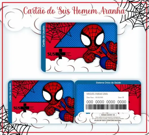 Cartão do Sus Personalizado Homem Aranha