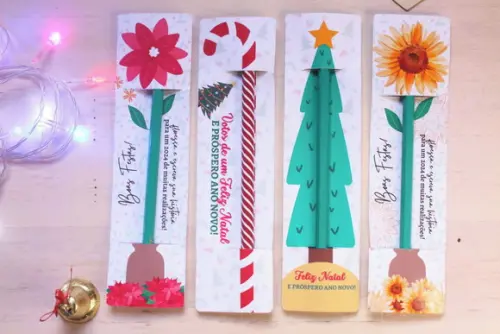 Cartão com Lápis Personalizado Natal