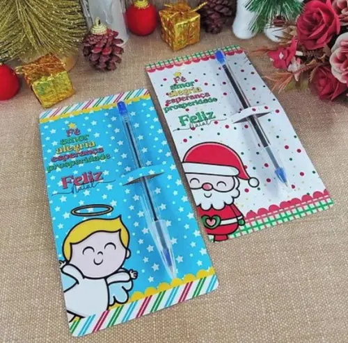 Cartão com Caneta Personalizada Natal