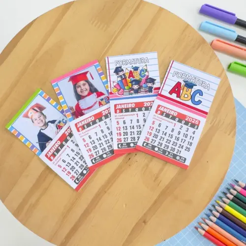 Calendário 2026 Personalizado com Imã Brinde Formatura