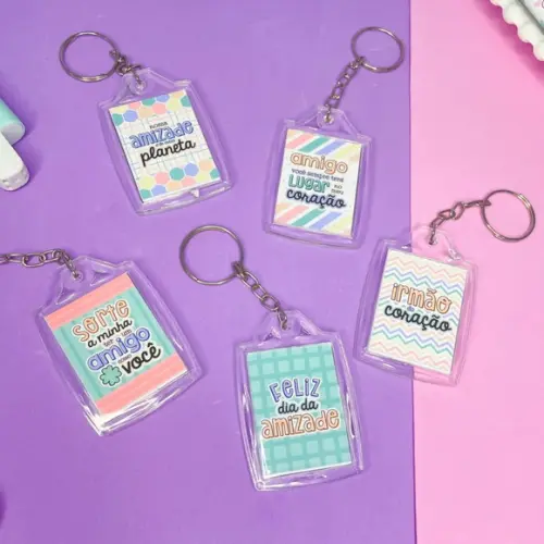 10 Chaveiros Personalizados Brinde Dia do Amigo