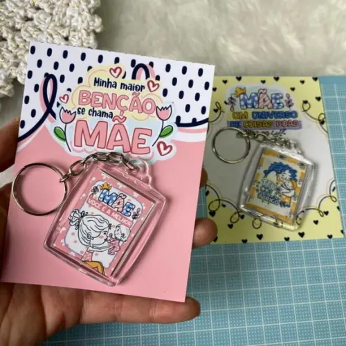 Card Personalizado com Chaveiro Dia das Mães