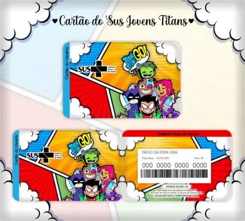 Cartão do Sus Personalizado Jovens Titans - Frete Grátis