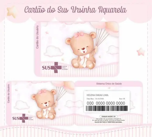 Cartão do Sus Personalizado Ursinha