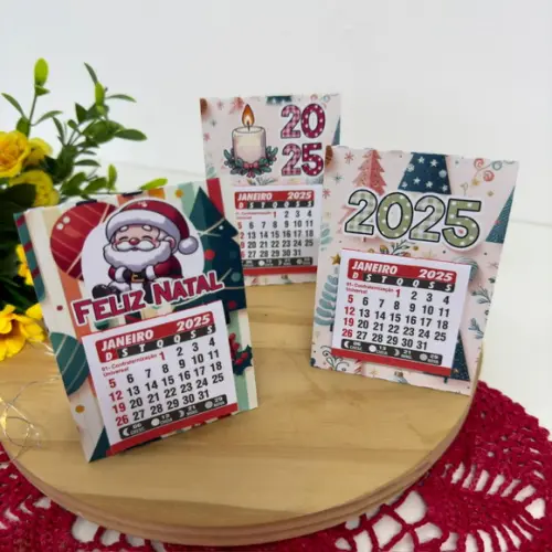 Mini Calendário de Mesa Natal Personalizado 2025