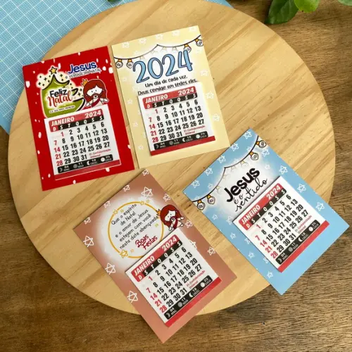 Brinde Natal Card com Calendário 2025 Personalizado com Imã