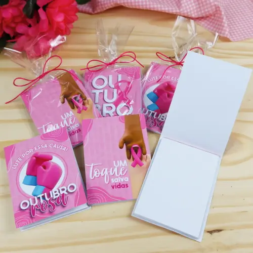 Bloquinho Personalizado Outubro Rosa 14x9 cm