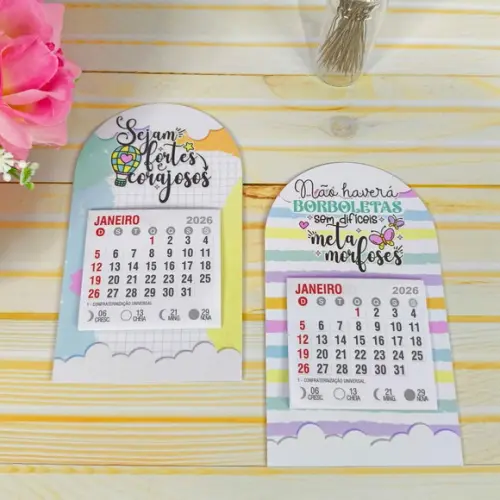 Imã de Geladeira com Calendário 2026 Personalizado