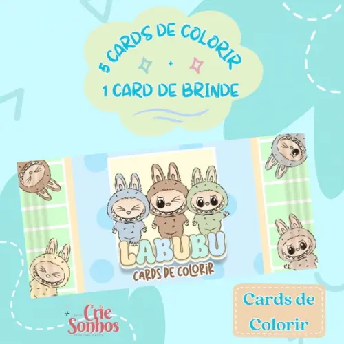 Cards para Colorir Labubu