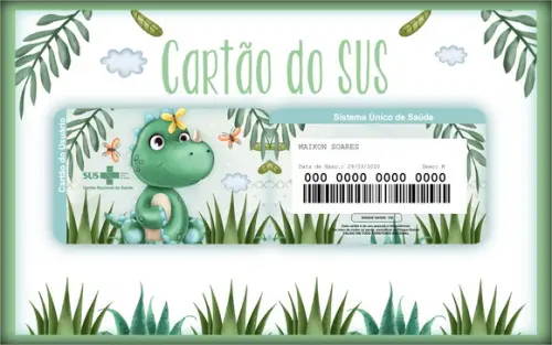 Cartão do Sus Personalizado Dino Baby