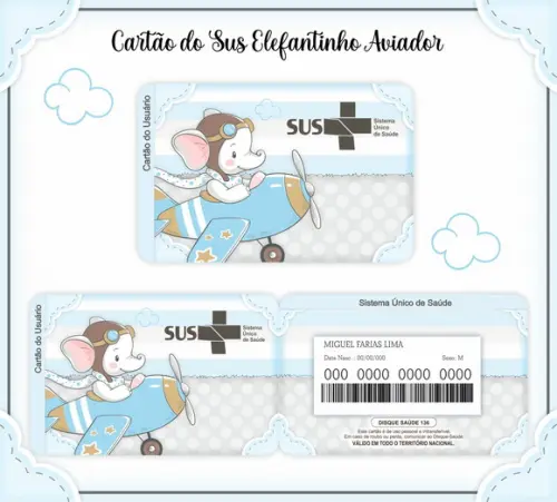 Cartão do Sus Personalizado Elefantinho - Frete Grátis
