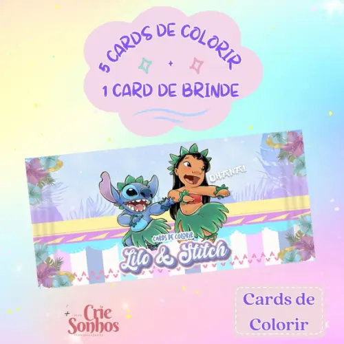Cards para Colorir Lillo & Stitch