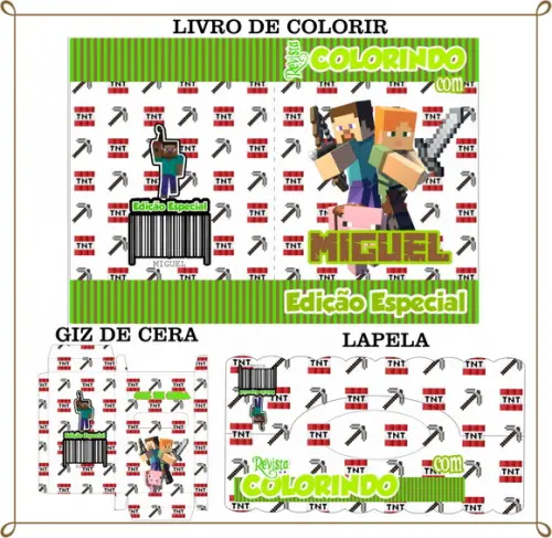 Kit de Colorir Personalizado Minecraft