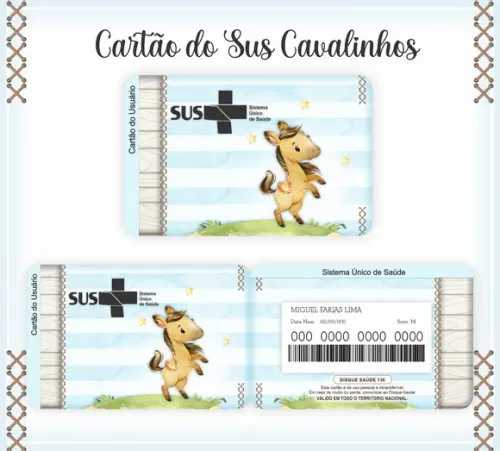 Cartão do Sus Personalizado Cavalinho - Frete Grátis