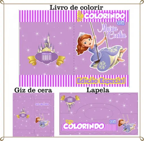 Kit de Colorir Personalizado Princesa Sofia
