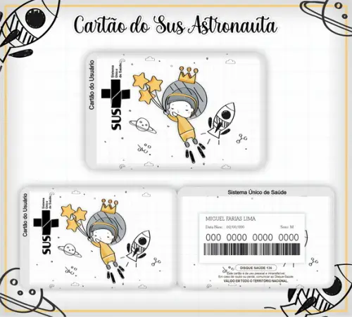 Cartão do Sus Personalizado Astronauta