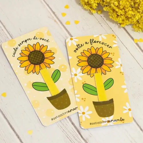 Cartão Personalizado Setembro Amarelo com Mini Lixa