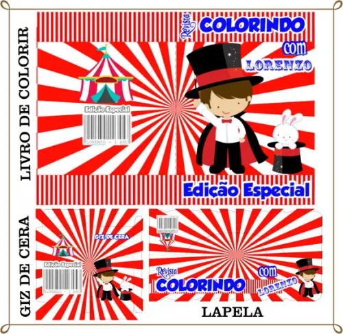 Kit de Colorir Personalizado Circo Vermelho