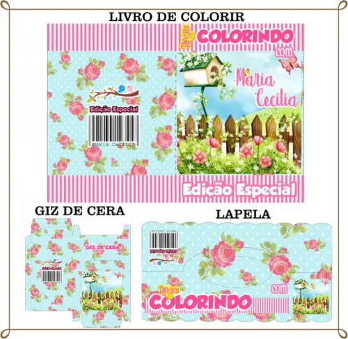 Kit de Colorir Personalizado Jardim Encantado