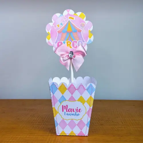 Centro de Mesa Personalizado Circo Encantado Rosa
