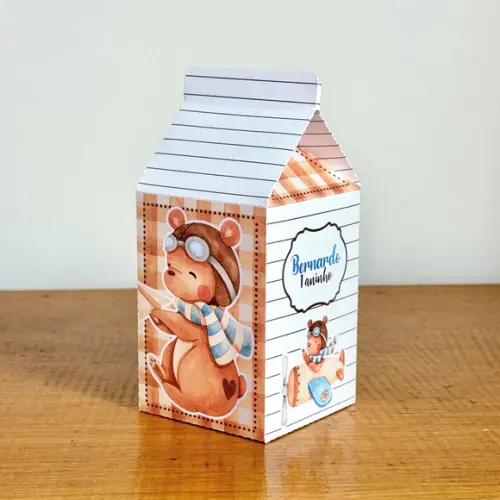Caixa Milk Ursinho Aviador | Pegue e Monte