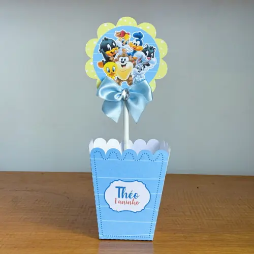 Centro de Mesa Personalizado Baby Looney Tunes Azul