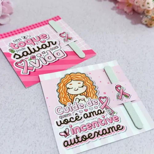 Mini Lixa Personalizada Outubro Rosa | Pegue e Monte