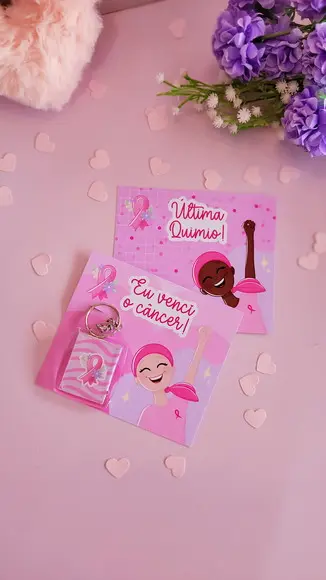 Cartão com Chaveiro Personalizado Outubro Rosa