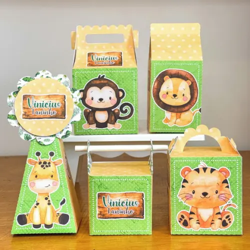 Kit 20 Caixas Tema Safari