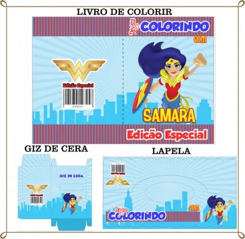 Kit de Colorir Personalizado Mulher Maravilha