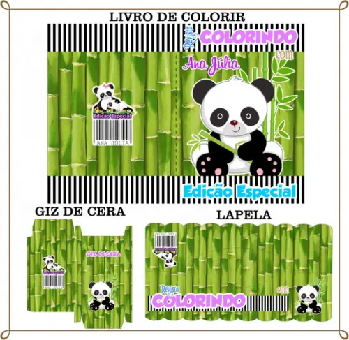 Kit de Colorir Personalizado Panda