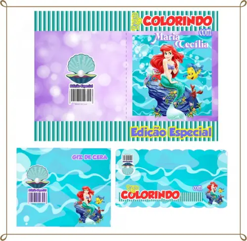 Kit de Colorir Personalizado a Pequena Sereia
