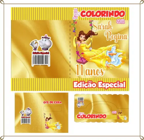 Kit de Colorir Personalizado a Bela e a Fera
