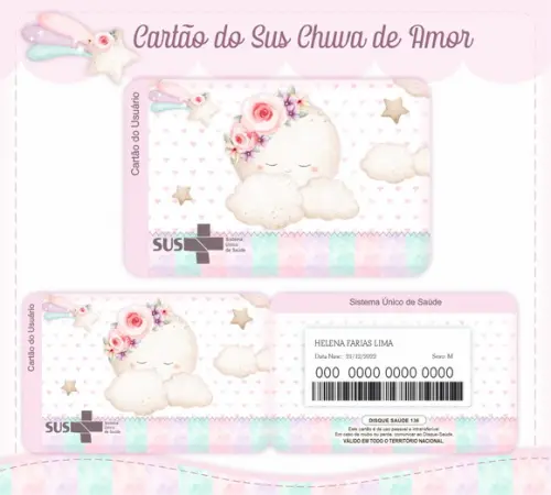 Cartão do Sus Personalizado Chuva de Amor