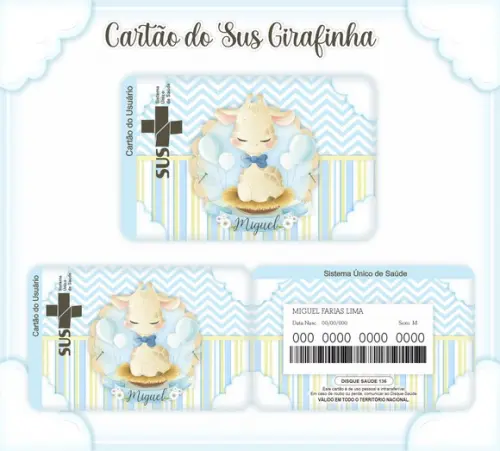 Cartão do Sus Personalizado Girafinha