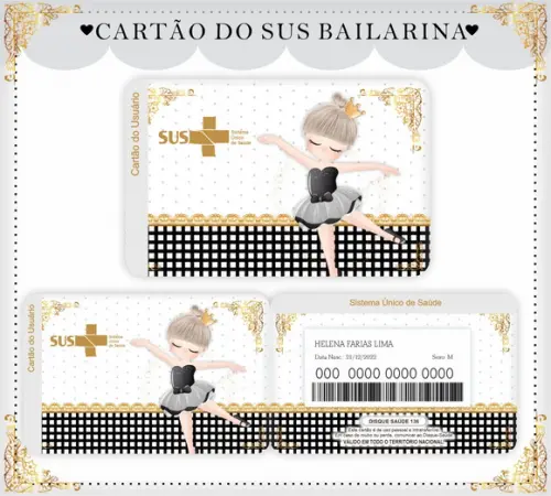 Cartão do Sus Personalizado Bailarina Black