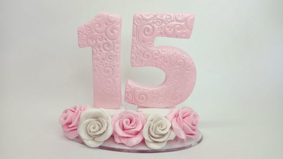 Vela de Aniversário Rosa e Dourado