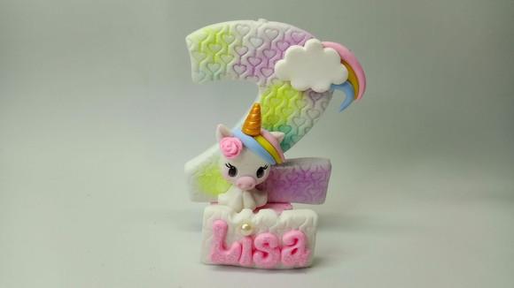 Velinha Personalizada de Biscuit Unicórnio