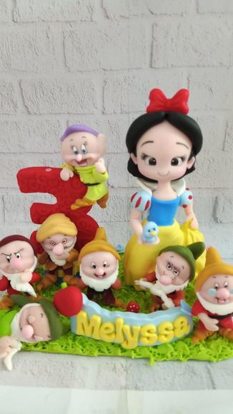 Topo de Bolo Branca de Neve e os Sete Anões