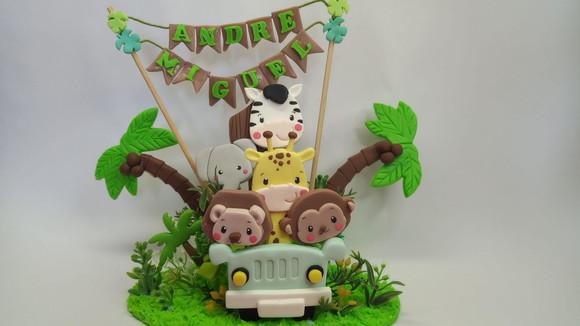 Topo de Bolo Safari