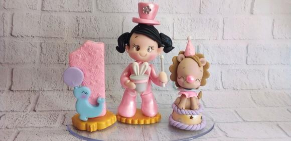 Topo de Bolo Circo Rosa