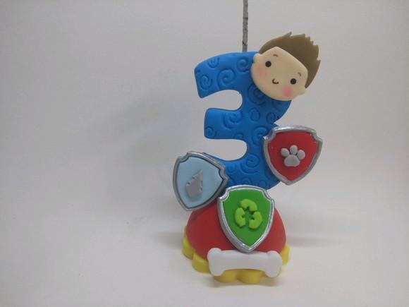 Velinha de biscuit personalizada tema patrulha canina