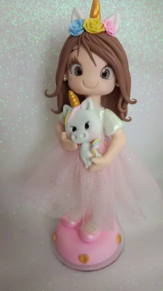 Centro de Mesa Menina Unicórnio