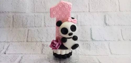 Vela de Biscuit Panda Rosa