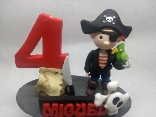 Topo de Bolo de Biscuit Tema Pirata