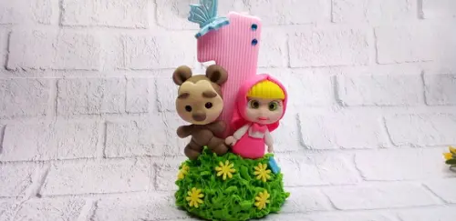 Velinha de Biscuit Menina e o Urso
